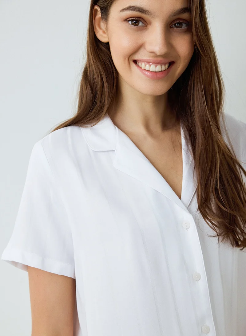 Penti Aria Satin Shirt Collar Short Sleeve Pajama Set